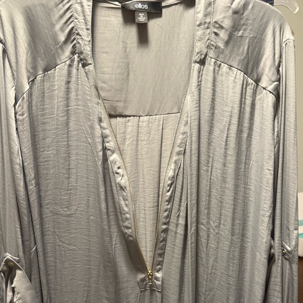 Ellos Gray Relaxed Dress with Front Zipper